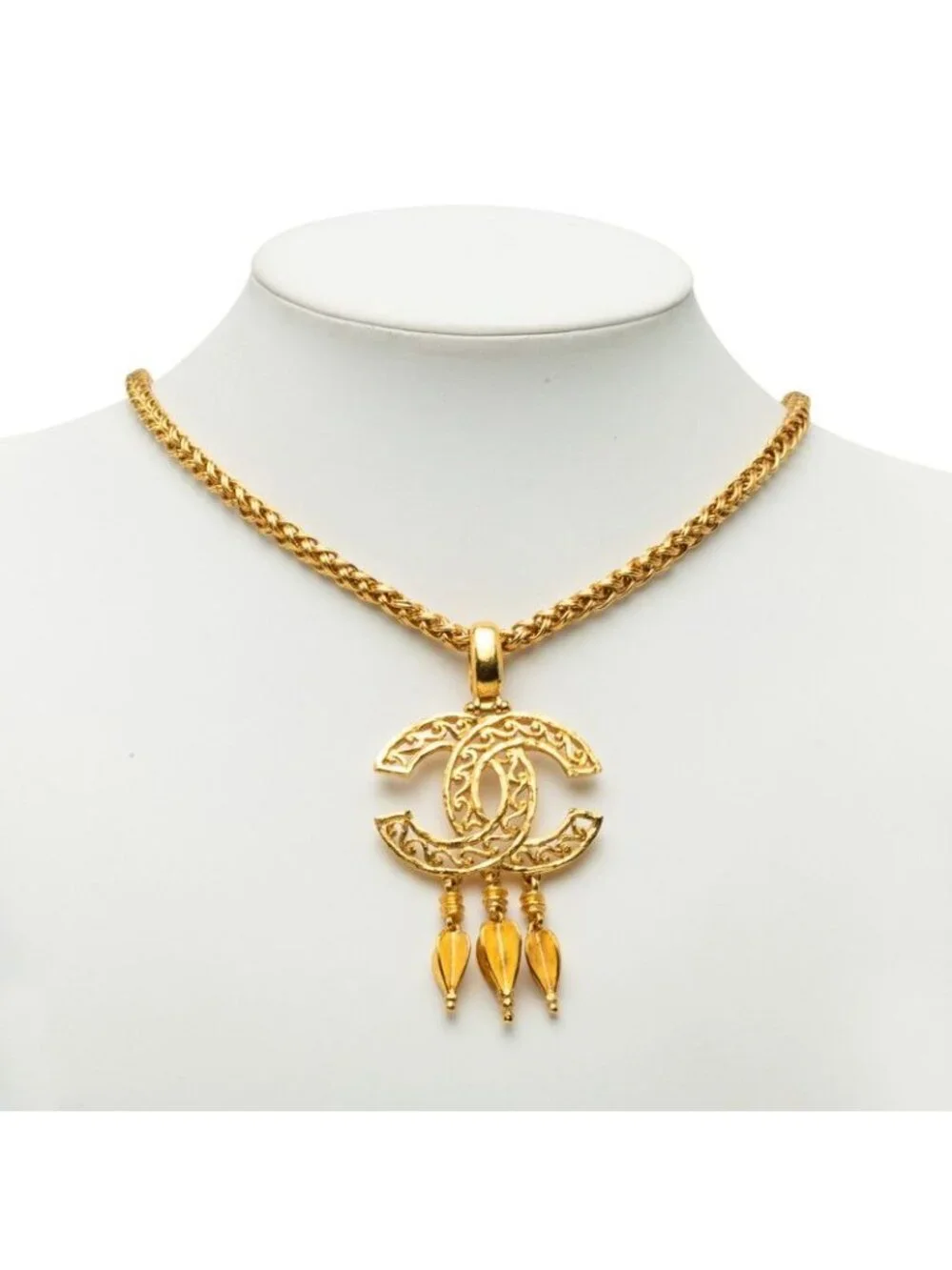 Chanel Vintage CC Logo Rogue Chain Necklace Gold Plated